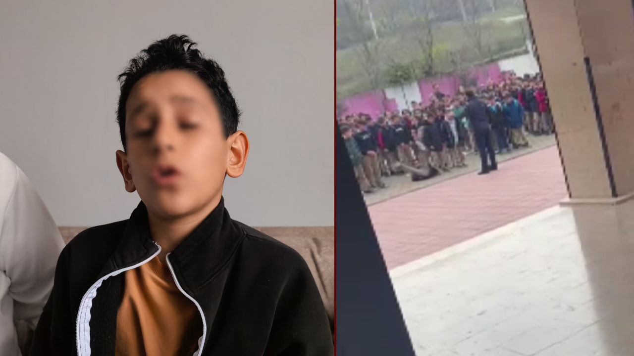 Dehşete düşüren görüntüler! Okul müdürü, öğrenciyi yakasından tutup fırlattı