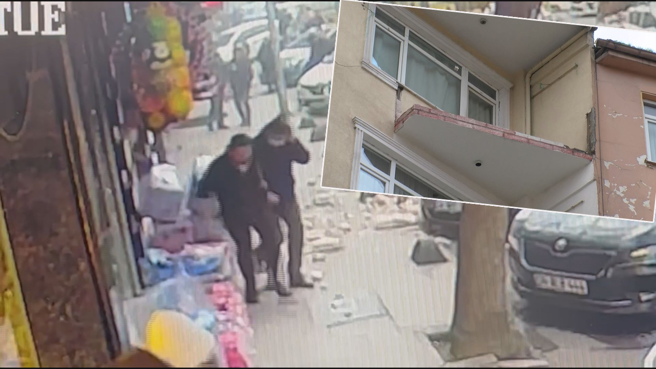 İstanbul’da facianın eşiğinden dönüldü! Beton parçaları binadan kaldırıma düştü