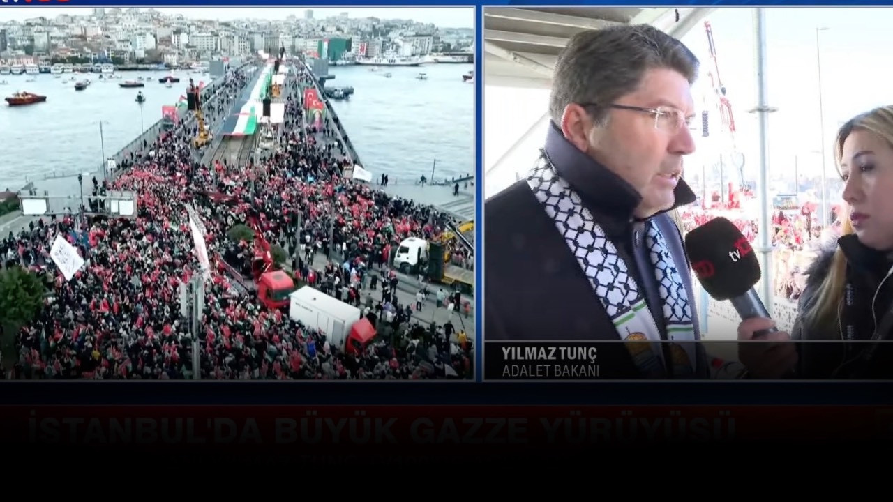 İstanbul'dan dünyaya Gazze mesajı! Adalet Bakanı Yılmaz Tunç tv100'de: İnsanlığın vicdanı sokaklara taştı