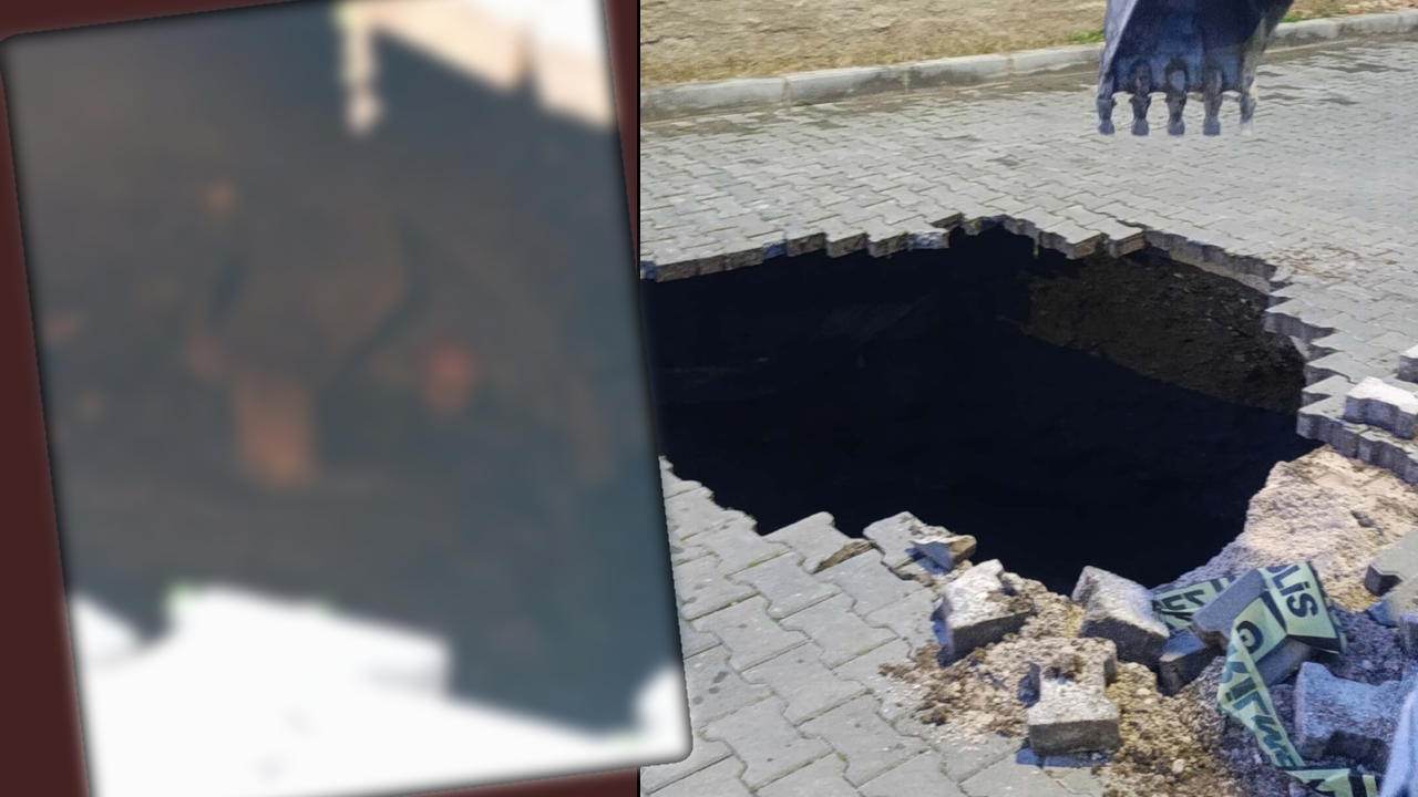 Tüyler ürperten manzara! Yol çökünce ortaya çıktı