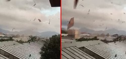 Antalya'da hortum felaketi! Evlerin çatısı uçtu, seralar yerle bir oldu. O anlar kameralara böyle yansıdı