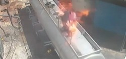 Gaziantep'te korkunç olay kamerada! Ağzında sigara ile açtığı tanker kapağı bomba gibi patladı