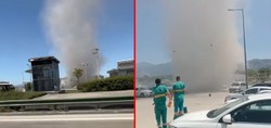 Bir anda geldi tozu dumana kattı! Bursa'da hortum paniği kameraya böyle yansıdı