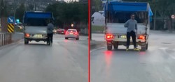 Yürekler ağza geldi! Bursa'da patenli gencin tehlikeli yolculuğu kameraya böyle yansıdı
