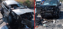 Karabük'te feci kaza kamerada! Refüje çarpan otomobil takla atarak karşı şeride geçti: 1'i ağır 7 yaralı