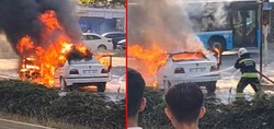 Çorlu’da korku dolu anlar! LPG’li otomobil alev topuna döndü