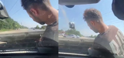 Düzce'den akıl almaz görüntü! Motorun içine binip ilerledi
