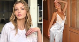 Dantel işlemeli saten elbisesiyle yürek hoplattı! Melisa Döngel'in peş peşe paylaştığı karelere beğeni yağdı