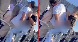 Sevgilisine sarılırken arkadaki kadını taciz etti! Skandal görüntüler sosyal medyada gündem oldu
