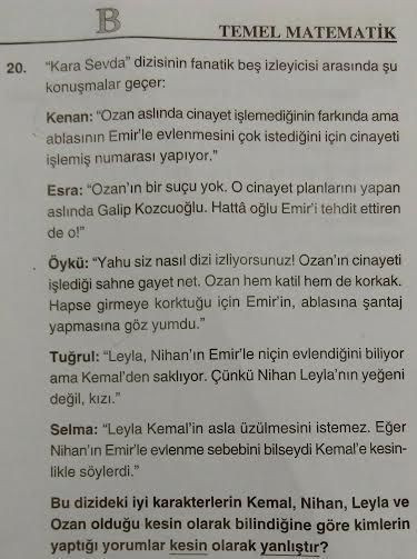 'Kara Sevda' dizisi YGS'ye soru oldu!