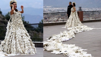 Kitaptan gelinlik tasarlayarak çocuk gelinlere dikkat çekti