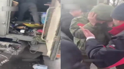 Ukrayna'da siviller, Rus zırhlısındaki askerleri rehin aldı