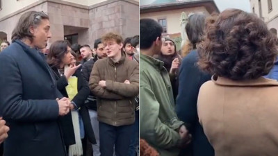 Koç Üniversitesi Dekanı Baha Yiğit Sayın'dan üniversite öğrencisine hakaret. 'Sen ne diyorsun lan' dedi Erkin Başar isimli öğrencinin üzerine yürüdü