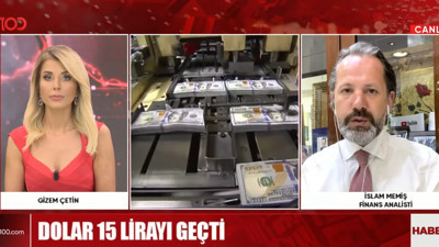 Dolar 15 TL'yi geçti, İslam Memiş yeni rakamı açıkladı. Doların kaç liraya çıkacağını açıklayan Memiş, gram altın fiyatları için tarih verdi. Altında alım seviyelerinin bittiğini açıklayan Memiş, altın için yeni hedefi açıkladı