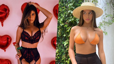 Olay pozlar! Bikini üstünü çıkarıp tangasıyla kaldı