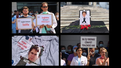 Doktorlar Sağlık Bakanlığı önünde eylem yaptı. Sağlık çalışanları Bakan Koca'yı istifaya davet etti. Polis siyah çelenge el koydu