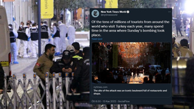 New York Times gazetesinden Taksim'deki hain saldırı için tepki çeken paylaşım