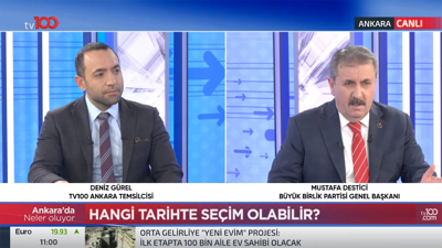 BBP lideri Mustafa Destici tv100 canlı yayınına katıldı. Ankara'da Neler Oluyor programında Destici'den kritik açıklamalar