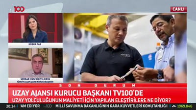 İlk insanlı uzay misyonumuz başladı. Türkiye Uzay Ajansı Kurucu Başkanı Serdar Yıldırım tv100'e konuştu: Bu bir süreçtir öğrenerek ilerleyeceğiz