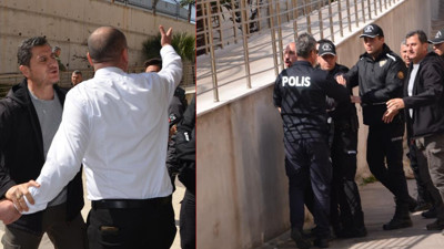 Kadın cinayeti duruşmasında adliye karıştı. Duruşma salonunda başlayan gerginlik adliye önünde de sürdü