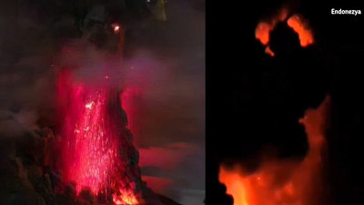 Yanardağ harekete geçti. En az 5 büyük patlama yaşandı. Alarm seviyesi 5'e çıkarıldı. Tsunami uyarısı yapıldı. Binlerce insan tahliye ediliyor