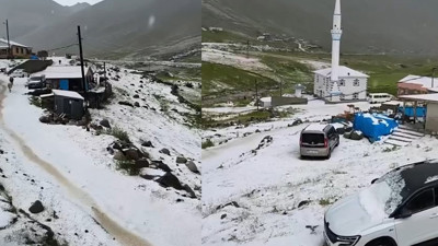 Haziran ayının son günü kar sürprizi. Her taraf bembeyaz oldu