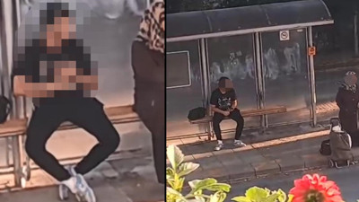 Eskişehir'de mide bulandıran görüntüler. Otobüs durağında mastürbasyon yaptı. Çevredekilere aldırış etmedi. Polis o sapığı yakaladı