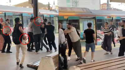 Marmaray'da ortalık savaş alanına döndü. Güvenliğin silahını almaya çalıştı. Güvenlikler silahları çekti. Dehşete düşüren görüntüler...