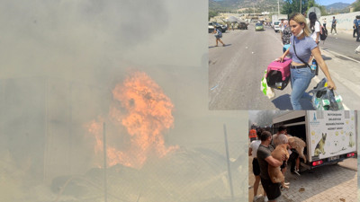 ACİL ÇAĞRI! İzmir'deki korkutan yangında son durum.  Evler alevlerin arasında kaldı. Belediyeden yerleşim yerlerini terk edin duyurusu