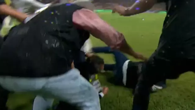 Sahaya giren Ali Koç'a saldırı düzenlendi. Göztepe-Fenerbahçe maçında ortalık karıştı. Oyun duraklatıldı