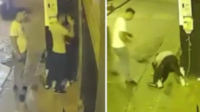 Beyoğlu'nda taciz dehşeti kamerada! Genç kızın önünü kesti, zorla öpmeye çalışıp yere böyle düşürdü