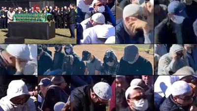 FETÖ elebaşı Fethullah Gülen'in cenaze töreninde dikkat çeken kareler... FETÖ mensupları şapka, gözlük ve maskelerle yüzlerini gizledi