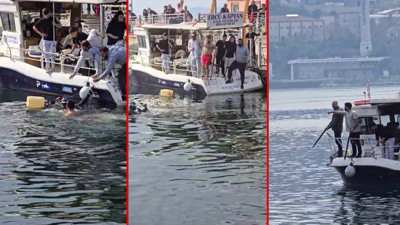 Bursa'da korku dolu anlar kamerada! Dev orkinos tekneyi salladı