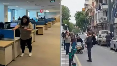 İstanbul'da deprem anları kamerada! Vatandaşlar sokağa döküldü, korku dolu anlar kameralara böyle yansıdı