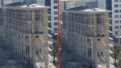 Elazığ'da yürekleri ağza getiren anlar! Çatıda tehlikeli çalışma kameraya böyle yansıdı