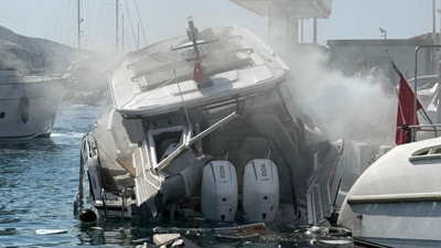 Akaryakıt ikmali yaparken alev almıştı! Bodrum'da motoryattaki patlama anının görüntüsü ortaya çıktı