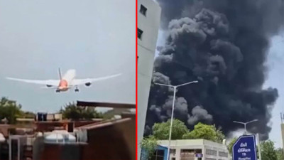 Hindistan'da yolcu uçağının düşme anı böyle görüntülendi