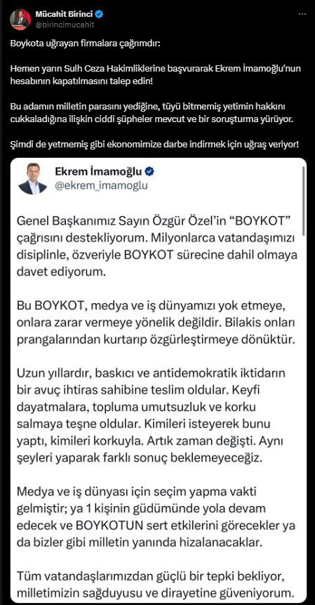 İmamoğlu'nun sosyal medya hesaplarının kapatılmasını istedi