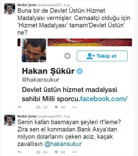 Nedim Şener'den Hakan Şükür'e: 'Aciz, kaçak, zavallı...'