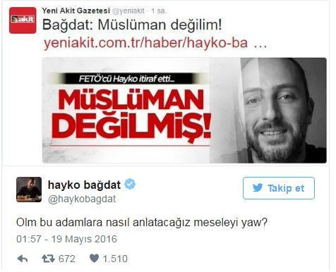 Akit'in 'Hayko Bağdat Müslüman değilmiş' haberi sosyal medyayı salladı!