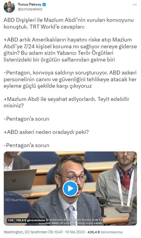 TRT World ABD’deki tüm resmi kurum ve kuruluşlarda akrediteye sahip. TRT World Washington muhabiri Yunus Paksoy'un bu videosuyla ortaya çıktı - Resim : 2