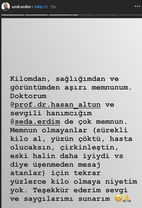 Ümit Erdim’den kilo açıklaması!