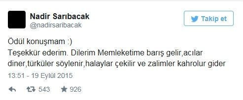 Altın Koza ödül konuşmasını Twitter'dan yazdı