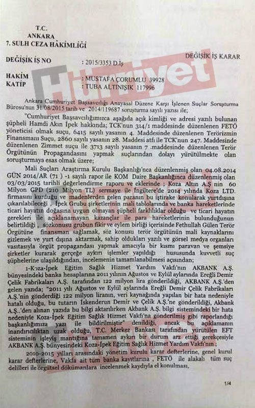 Koza İpek Grubu'na operasyonu başlatan izin ortaya çıktı! İşte, karar metni!