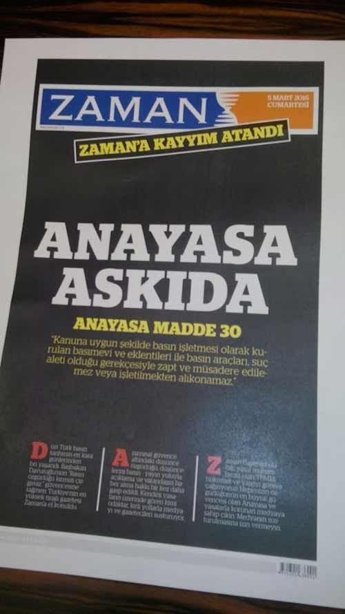 Kayyum atanan Zaman gazetesi bugün böyle çıktı!
