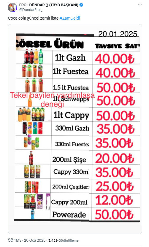 Kola ve meyve suyu fiyatlarına zam geldi! Bir litresi 50 lira...