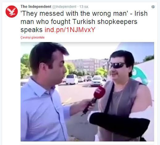 İrlandalı turist röportajıyla Independent'ta