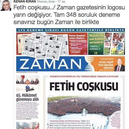 Genel Yayın Yönetmeni köşesinden duyurdu! Zaman gazetesinin logosu değişiyor