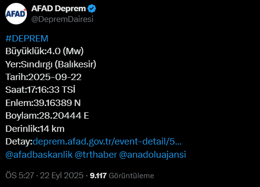 Balıkesir'de deprem!