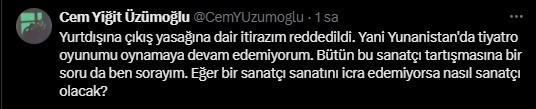 Oyuncu Cem Yiğit Üzümoğlu hakkında yeni karar. Boykot çağrısına destek verdiği için gözaltına alınıp serbest bırakılmıştı